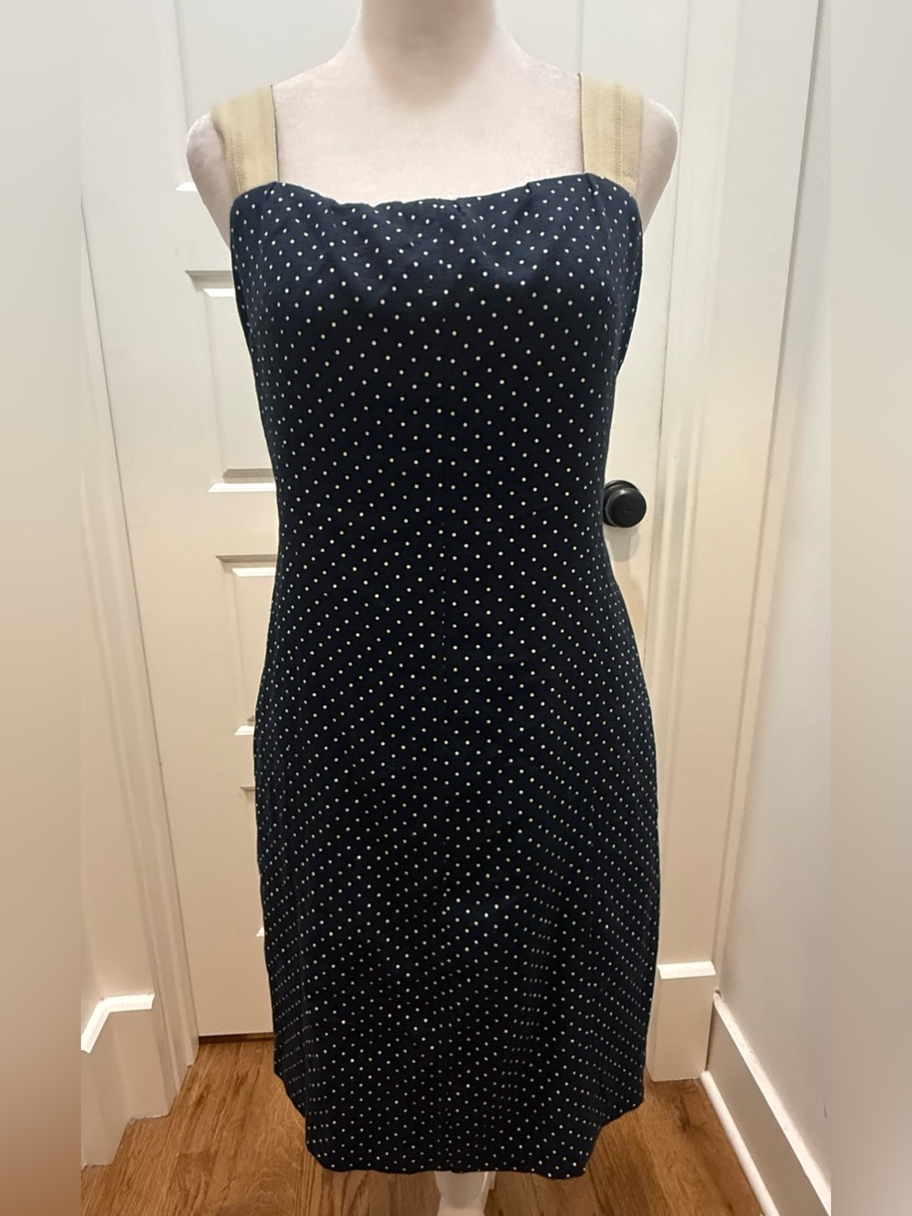 Akris Punto. Navy & White Polka Dot Dress. Size 10.